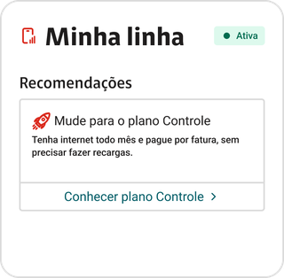 Line status card in the active state, suggesting the Controle plan