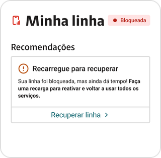 Line status card in the blocked state, offering to recover the line